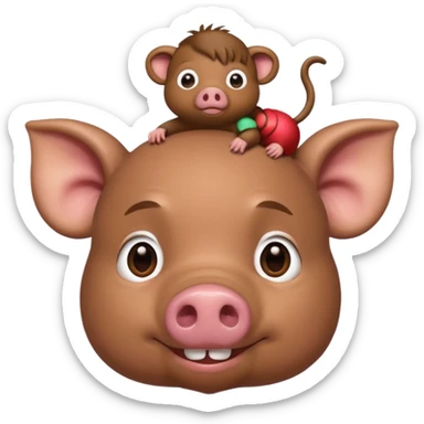 El cerdito de Moana con un monito en su cabeza sticker