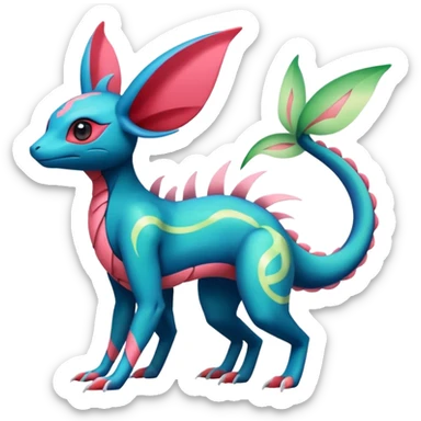 Salandit-Flygon-Sylveon-Umbreon-fusion-Pokémon-hybrid-creature  sticker