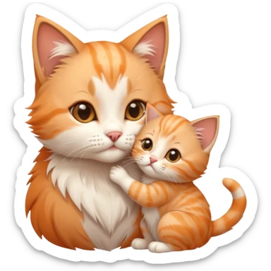 Kitten kissing mommy on the eye with affection and lots of cuteness sticker