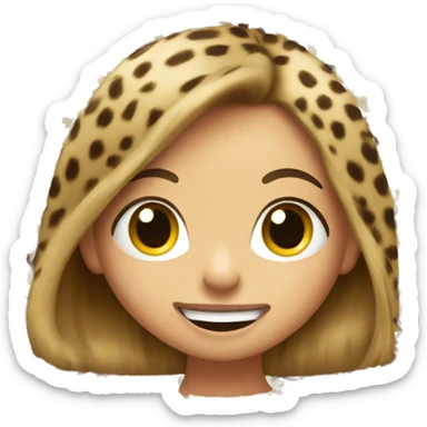 playful girls in leopard print with tongue out sticker