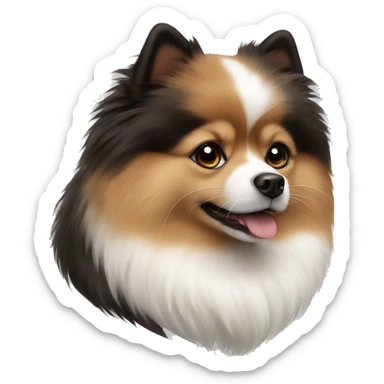 White and brown and black Pomeranian  sticker