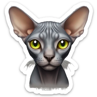 Sphynx full body dark-grey-brown-colour orange-snout light-green-eyes  sticker