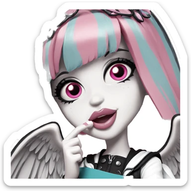 pink haired girl with wings sticker