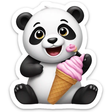 Panda eating ice cream sticker