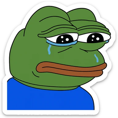 sad Пэпэ meme with teary eyes and a frown sticker