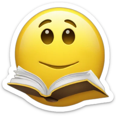 yellow glossy round emoji holding book sticker