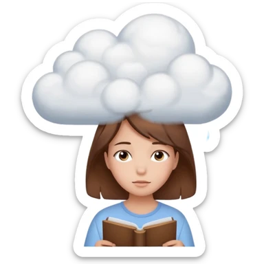 determined shy girl who is dreaming of 100%on her exam in a dream cloud   brown hair sticker