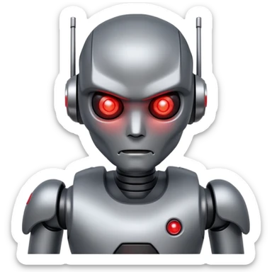 An AI humanoid robot looking evil and looking angry sticker