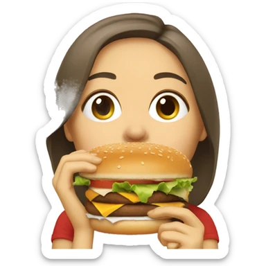 Genarate me a woman eating a burger sticker