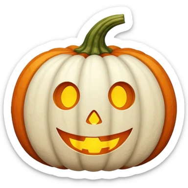 white fuzzy pumpkin with brown stem sticker