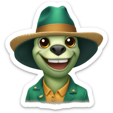 Una rana con sombrero sticker