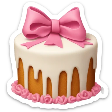 a cake with a bow sticker