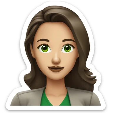 Brunette influencer woman with green eyes taking selfie sticker