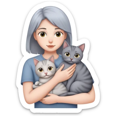 With 2 grey cats in lap sticker