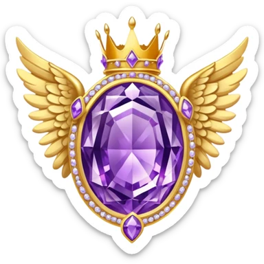 Big complex amethyst stone award-in-frame-decorated-with-big-golden-angel--wings and crown sticker