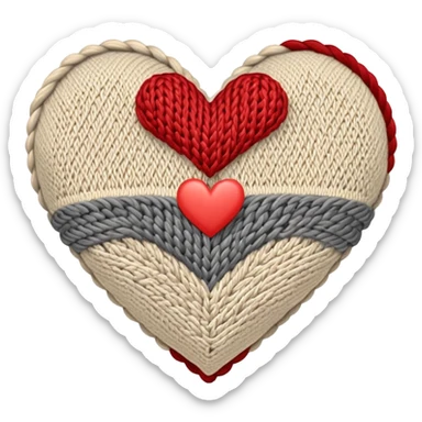 Patterned, Knitted, bland colored heart  sticker
