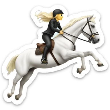 Blonde rider Jumping white horse sticker