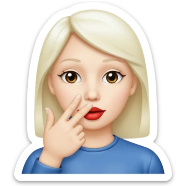 Solid White color Shh finger and hand emoji sticker