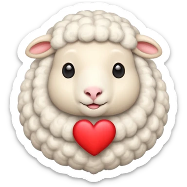 a cute sheep with a heart sticker