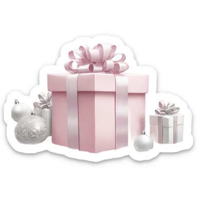 Light pink Christmas gifts under a white Christmas tree  sticker
