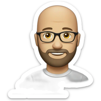 bald bearded man with glasses sticker