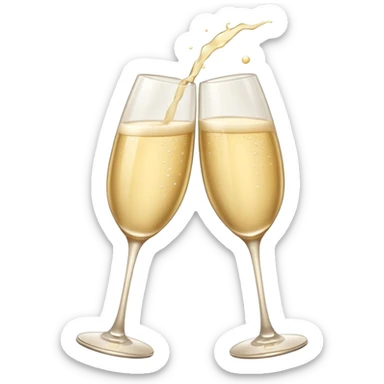 
2 light beige champagne glasses are knocked against each other sticker