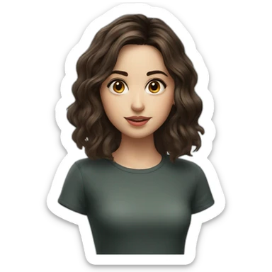 Young Ana de Armas, Girl with short dark brown wavy hairs  sticker