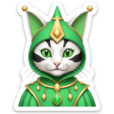 mac os icon code computer retro terminal, black, green white, fantasy court jester cat draw as ASCII GREEN code inside the terminal sticker