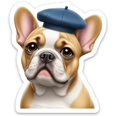 French bulldog wearing beret  sticker