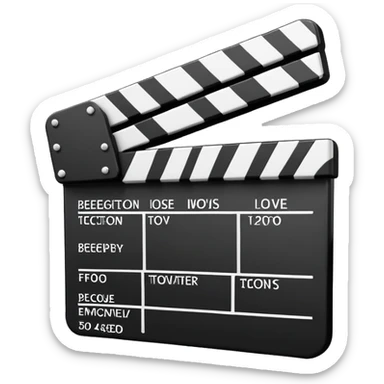 ultra simplified movie clapper with rectangular shapes at 45 degree angle, stripped of all details, pure geometric sticker