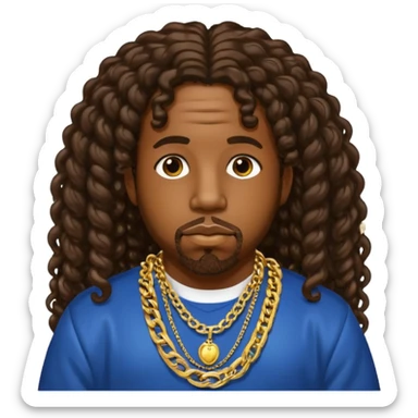 Big Boi with long dark brown curly hair sticker