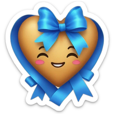 heart with blue ribbon bow sticker