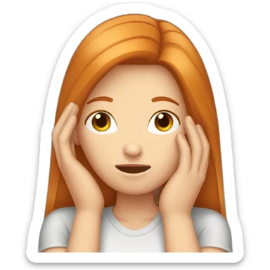 women Ginger straight Hair facepalm sticker