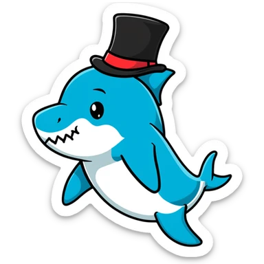 shark wearing a top hat sticker