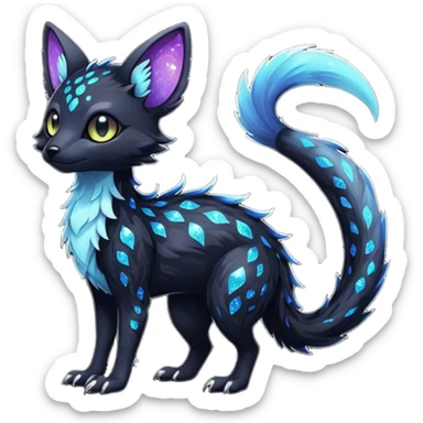 Feral Rare Fantasy Dark gothic spooky  sparkly shiny Vernid-Trico-species by LiLaiRa, random markings, tufted tail, tufted ears, full body sticker