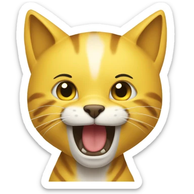 La cara de un gatito amarillo llorando con todas sus fuerzas sticker