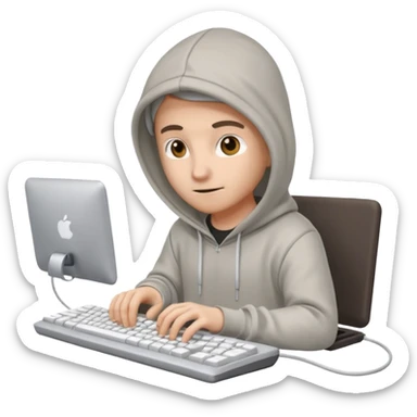 a 3d hacker with computer sticker