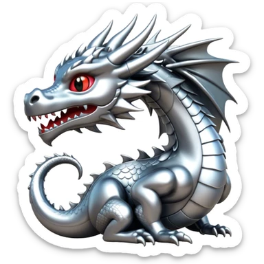 3d chrome plated silver dragon sticker