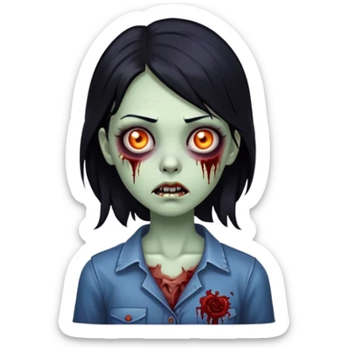 zombie girl with black hair sticker