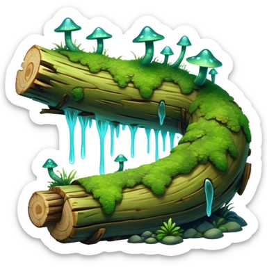 A serpentine entity with a segmented body resembling moss-covered logs, featuring bioluminescent fungi growing along its spine that pulse hypnotically when it hunts at night.

 sticker