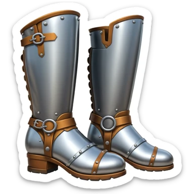 a pair of medieval steel armored boots sticker