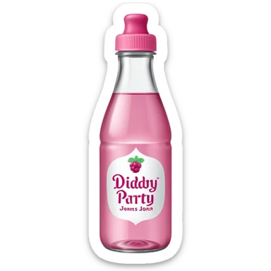 realistic Johnson and Johnson style bottle pink cap pink logo clear bottle with berry logo with diddy party written and a berry on top bottle sticker