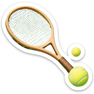 A detailed tennis racket resting on lush green grass beside a bright yellow tennis ball. The scene captures the essence of classic lawn tennis, with a crisp and clean background emphasizing the elegance and tradition of the sport sticker