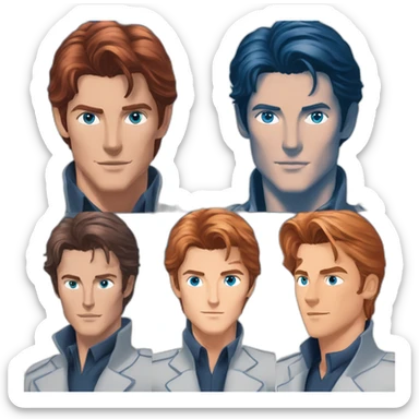alain delon young space detective blue eyes neat red hair sticker