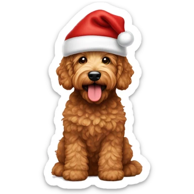 Red mini golden doodle Santa hat sticker