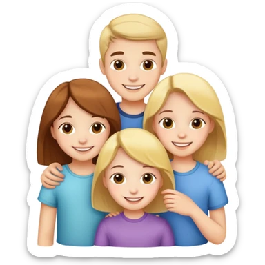three siblings - one boy and two girls smiling together sticker