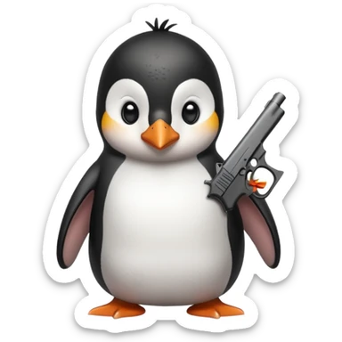 Cute penguin with tattoos in his body and holding a Glock  sticker