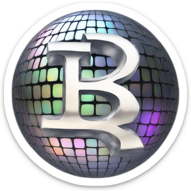 r letter in a discoball sticker