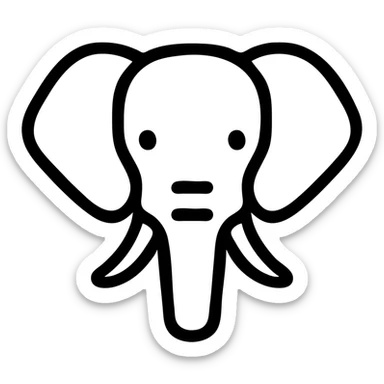 elephant head facing forward, outlined icon style, bold lines, minimalistic, modern look sticker