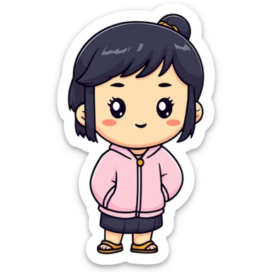 A blackhair Asian girl sticker